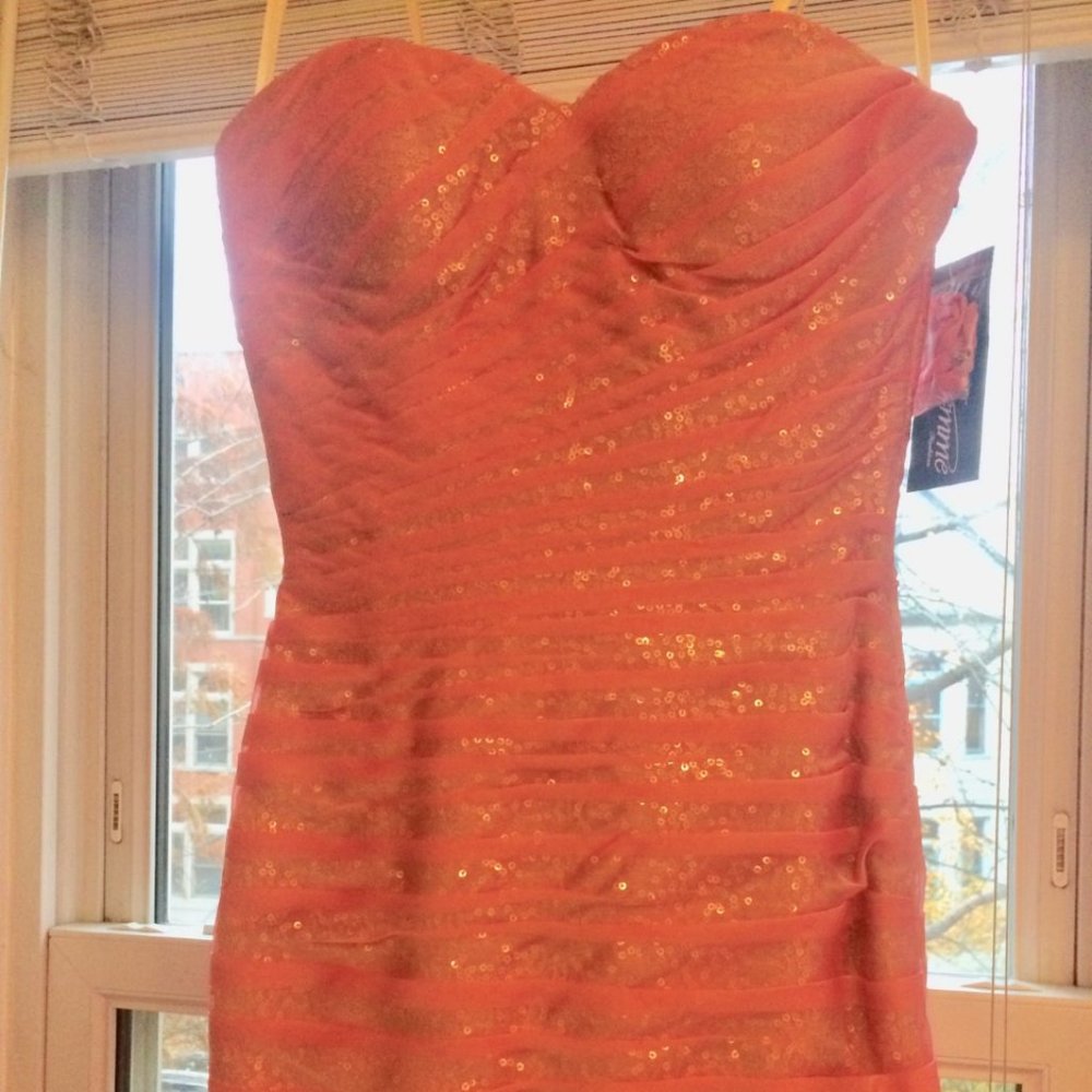 La Femme pink sequin chiffon gown dress size 2 - Picture 9 of 9